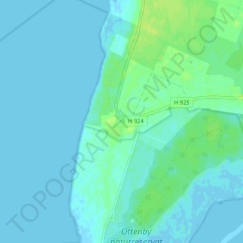 Topografisk kort Ottenby, højde, terræn