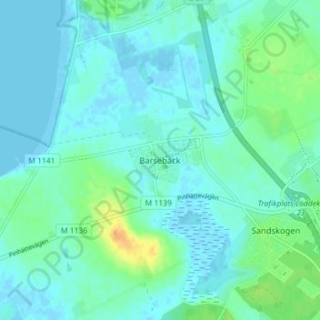 Topografisk kort Barsebäck, højde, terræn