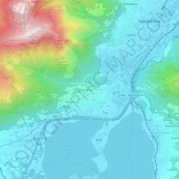 Topografisk kort Scola, højde, terræn