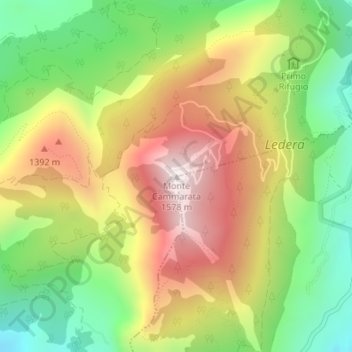 Topografisk kort Monte Cammarata, højde, terræn