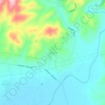 Topografisk kort Σκάλωμα, højde, terræn