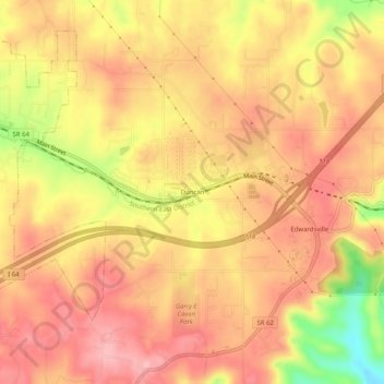 Topografisk kort Duncan, højde, terræn
