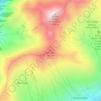 Topografisk kort Punta Leysser, højde, terræn