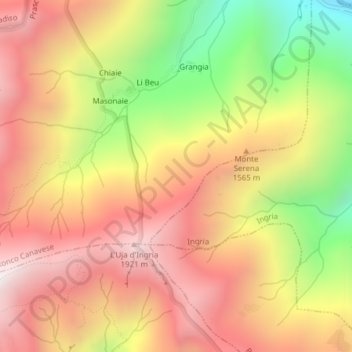 Topografisk kort Alpe Del Cresto, højde, terræn
