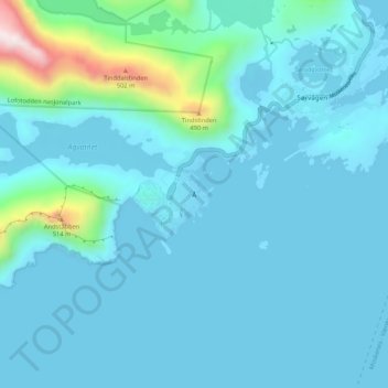 Topografisk kort Å, højde, terræn