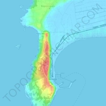 Topografisk kort Katakolon, højde, terræn