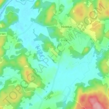 Topografisk kort Hajum, højde, terræn