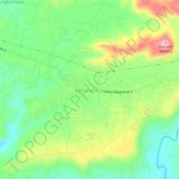 Topografisk kort Kertaraharja, højde, terræn