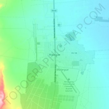 Topografisk kort Malargüe, højde, terræn