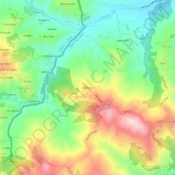 Topografisk kort Albereto, højde, terræn