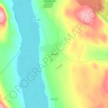 Topografisk kort Laisvall, højde, terræn