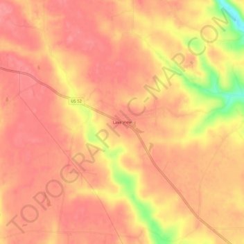 Topografisk kort Lake View, højde, terræn