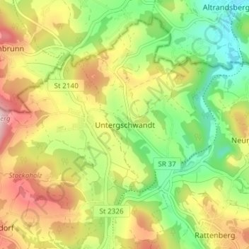 Topografisk kort Untergschwandt, højde, terræn