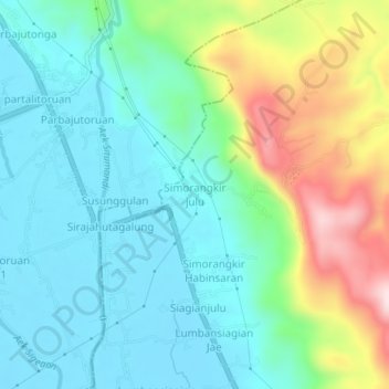 Topografisk kort Simorangkir julu, højde, terræn