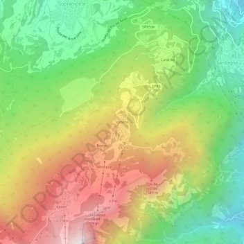 Topografisk kort Vaneze, højde, terræn