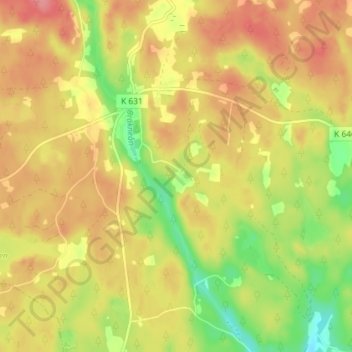 Topografisk kort Skärva, højde, terræn