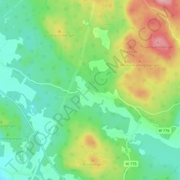 Topografisk kort Nyhyttan, højde, terræn