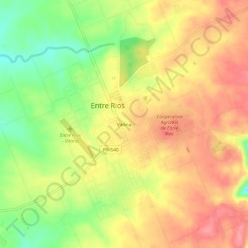 Topografisk kort Vitória, højde, terræn