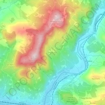 Topografisk kort Pievecchia, højde, terræn
