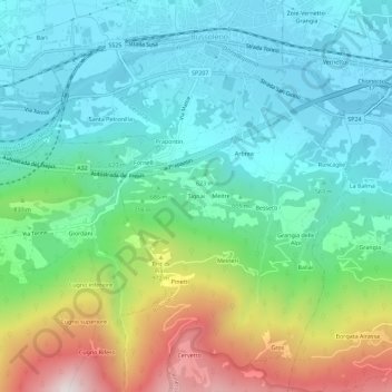 Topografisk kort Tignai, højde, terræn