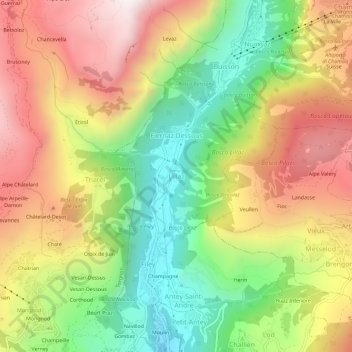 Topografisk kort Lillaz, højde, terræn