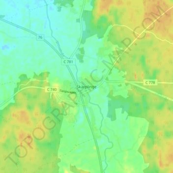 Topografisk kort Skärplinge, højde, terræn