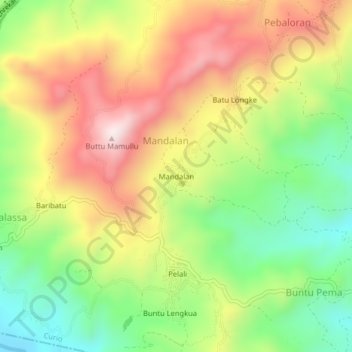 Topografisk kort Mandalan, højde, terræn