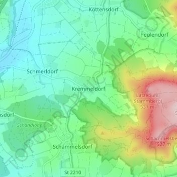 Topografisk kort Kremmeldorf, højde, terræn