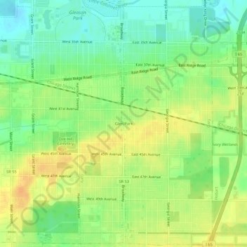 Topografisk kort Glen Park, højde, terræn