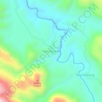 Topografisk kort Pasir Tengah, højde, terræn