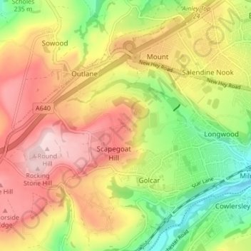 Topografisk kort Nettleton Hill, højde, terræn