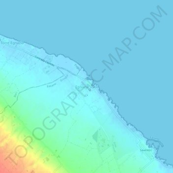 Topografisk kort Egnazia scavi, højde, terræn