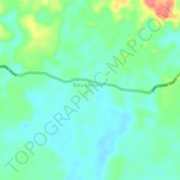 Topografisk kort Sungai Utik, højde, terræn