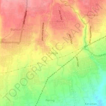 Topografisk kort Belega, højde, terræn