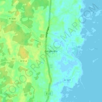 Topografisk kort Bergkvara, højde, terræn