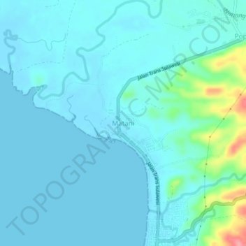 Topografisk kort Matani, højde, terræn