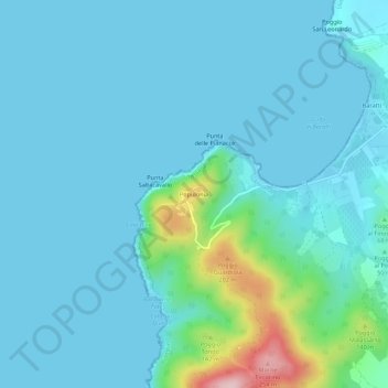 Topografisk kort Populonia, højde, terræn