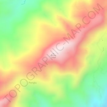 Topografisk kort Buntu Toban, højde, terræn