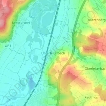 Topografisk kort Unterleiterbach, højde, terræn