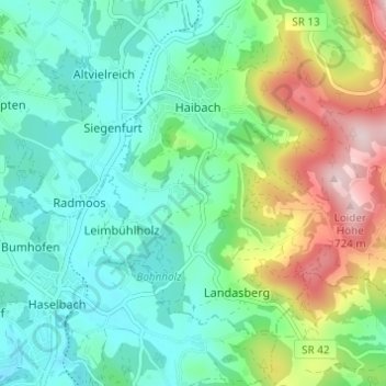 Topografisk kort Semmersdorf, højde, terræn