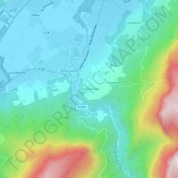 Topografisk kort Les Provenches, højde, terræn