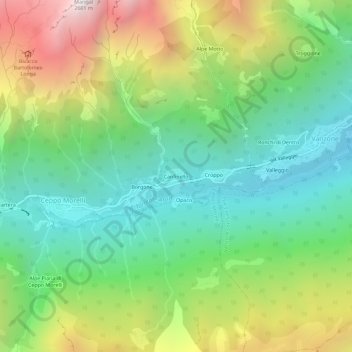 Topografisk kort Canfinello, højde, terræn