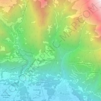 Topografisk kort Pavaglione, højde, terræn