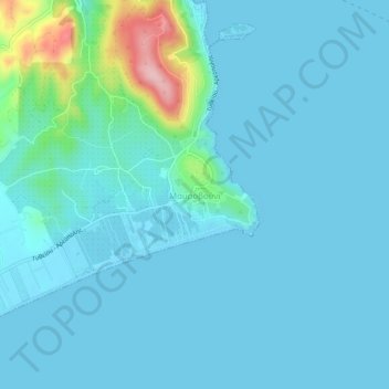 Topografisk kort Mavrovuni, højde, terræn