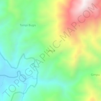 Topografisk kort Tomua, højde, terræn