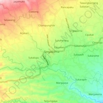 Topografisk kort Singaparna, højde, terræn