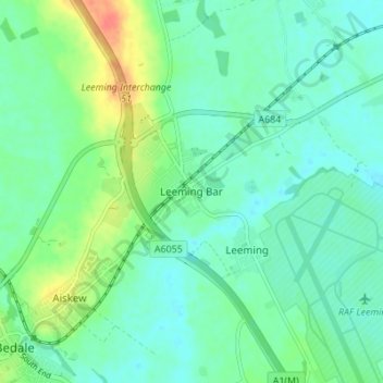 Topografisk kort Leeming Bar, højde, terræn