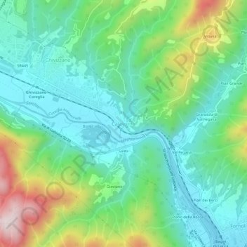 Topografisk kort Calavorno, højde, terræn