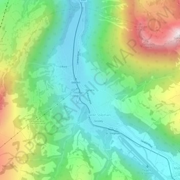 Topografisk kort Hüsere, højde, terræn