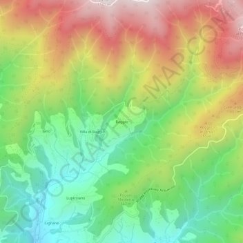 Topografisk kort Baggio, højde, terræn